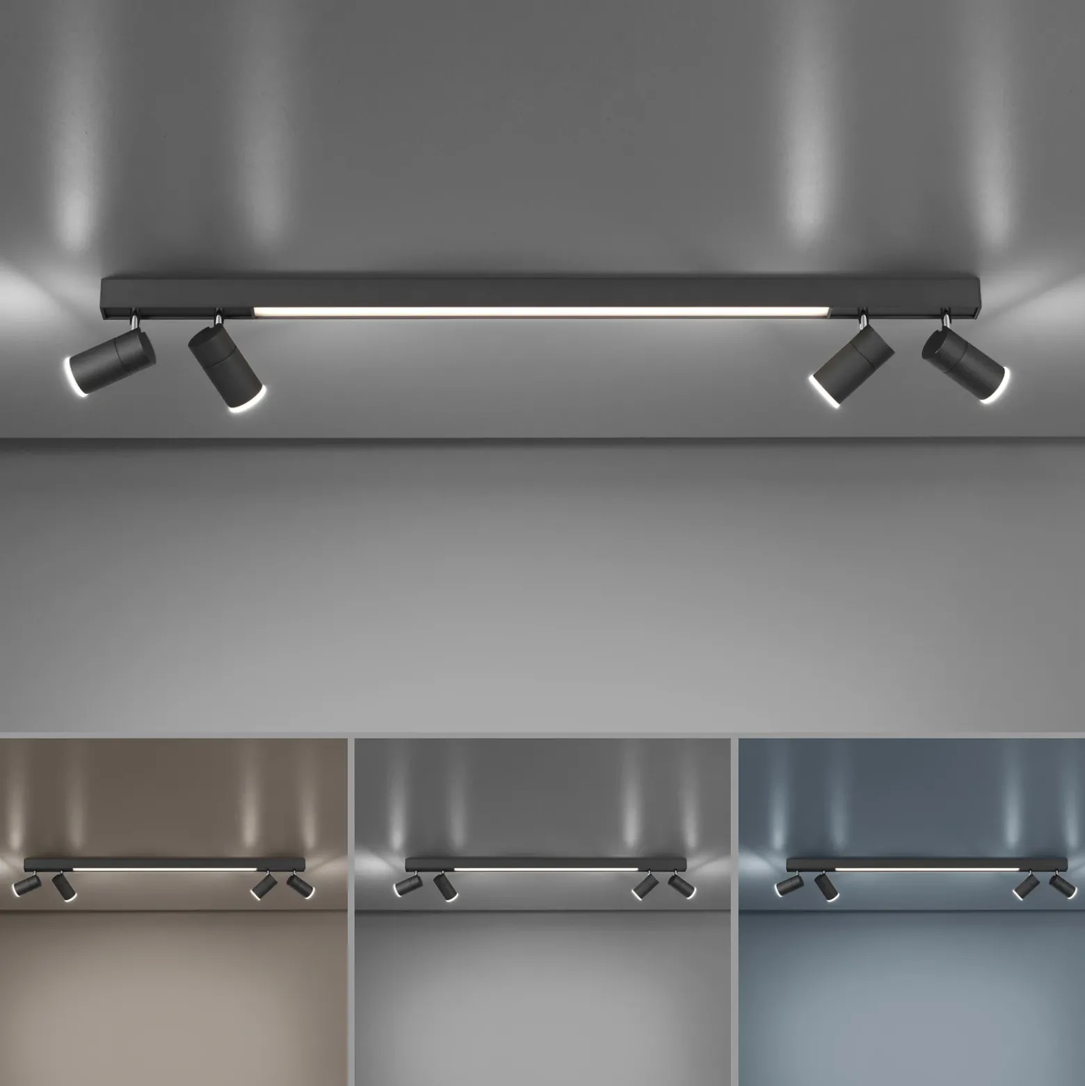 Lámpara LED de techo PURE Lines, 120 cm, antracita, control remoto