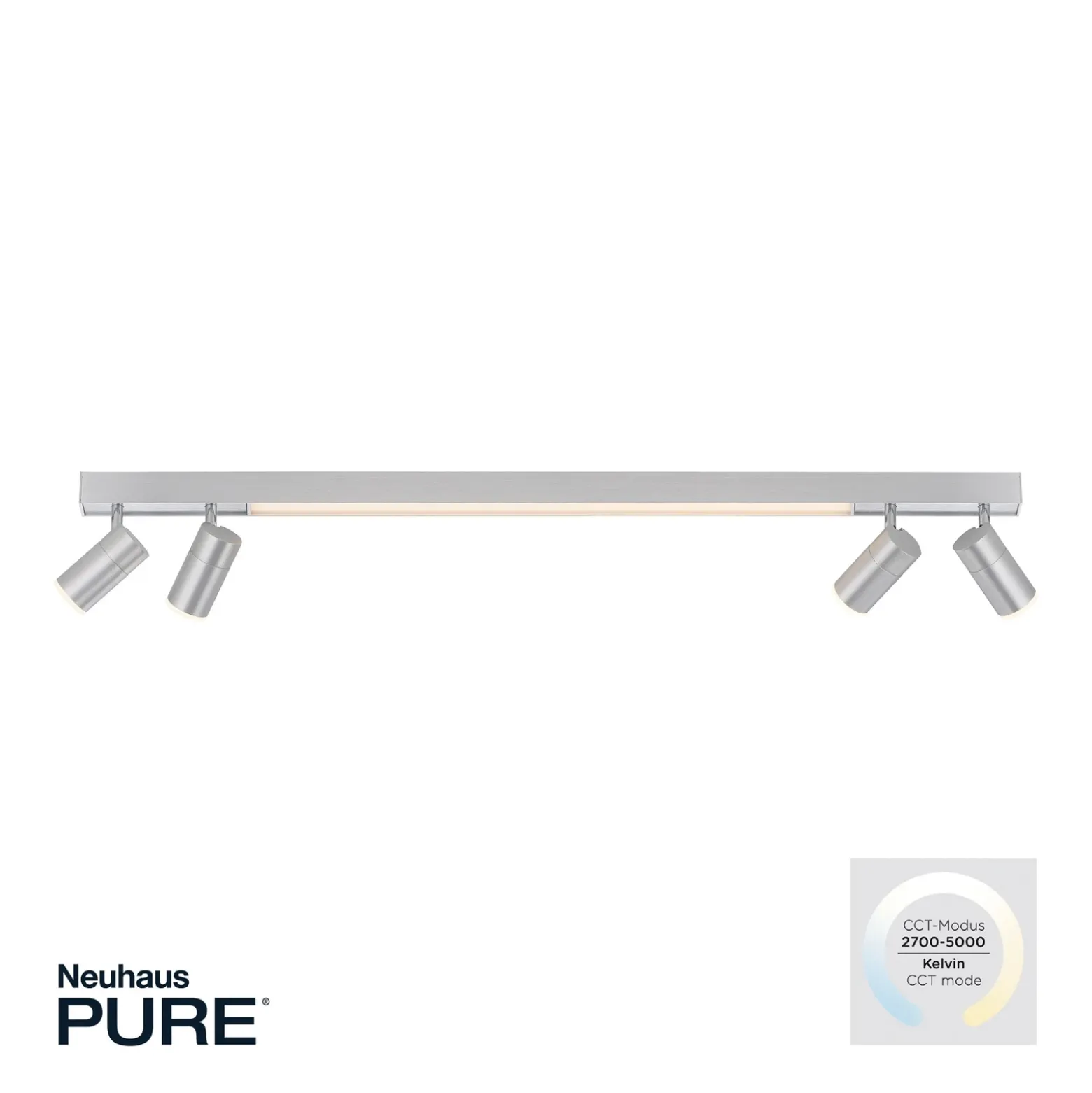 Lámpara LED de techo PURE Lines, 120 cm, plateada, control remoto