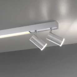 Lámpara LED de techo PURE Lines, 120 cm, plateada, control remoto