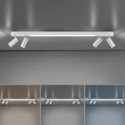 Lámpara LED de techo PURE Lines, 120 cm, plateada, control remoto