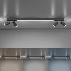 Lámpara LED de techo PURE Lines, 120 cm, antracita, control remoto