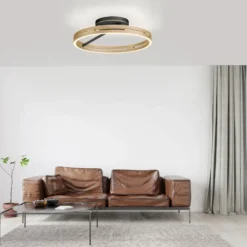 Lámpara LED de techo PURE Loop latón/negro metal Ø 60 cm CCT