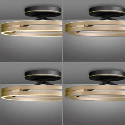Lámpara LED de techo PURE Loop latón/negro metal Ø 60 cm CCT