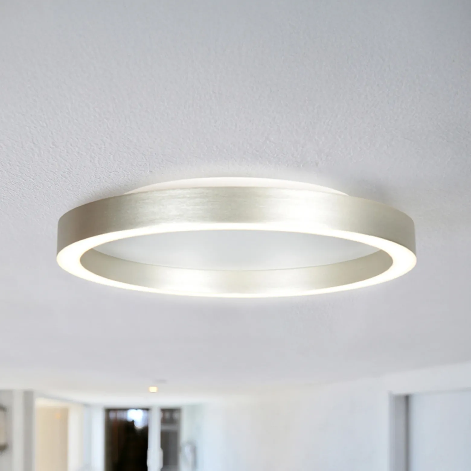 lámpara LED de techo Ringlux, gris acero, Ø 40 cm, metal, 2700 K
