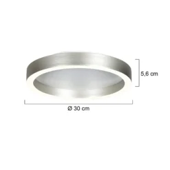 lámpara LED de techo Ringlux gris acero, Ø 30 cm, metal, 2700 K