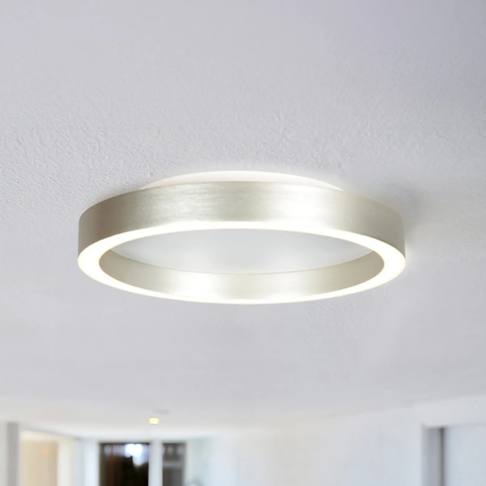 lámpara LED de techo Ringlux gris acero, Ø 30 cm, metal, 2700 K