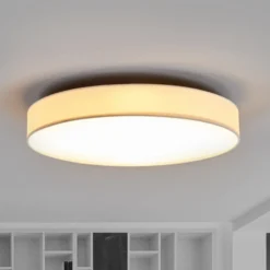 Lámpara LED de techo Saira de Lindby, Ø 50 cm, blanca, textil