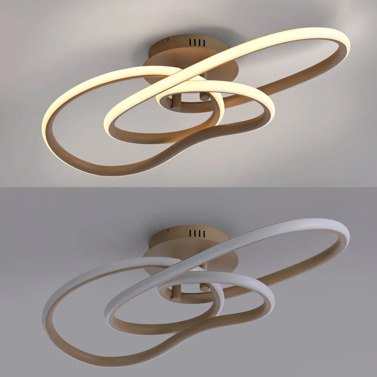 Lámpara LED de techo TWIST, color beige, 90 cm de largo, metal, Switchdim