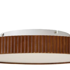 lámpara LED de techo Velua de Lindby, blanco/madera oscura, CCT, Ø 50 cm
