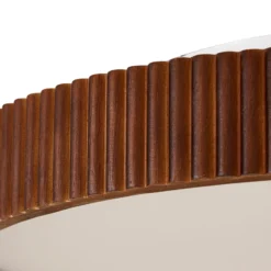 lámpara LED de techo Velua de Lindby, blanco/madera oscura, CCT, Ø 50 cm