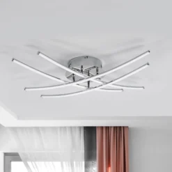 Lámpara LED de techo Yael de Lindby, color cromo, metal, 67 cm de largo