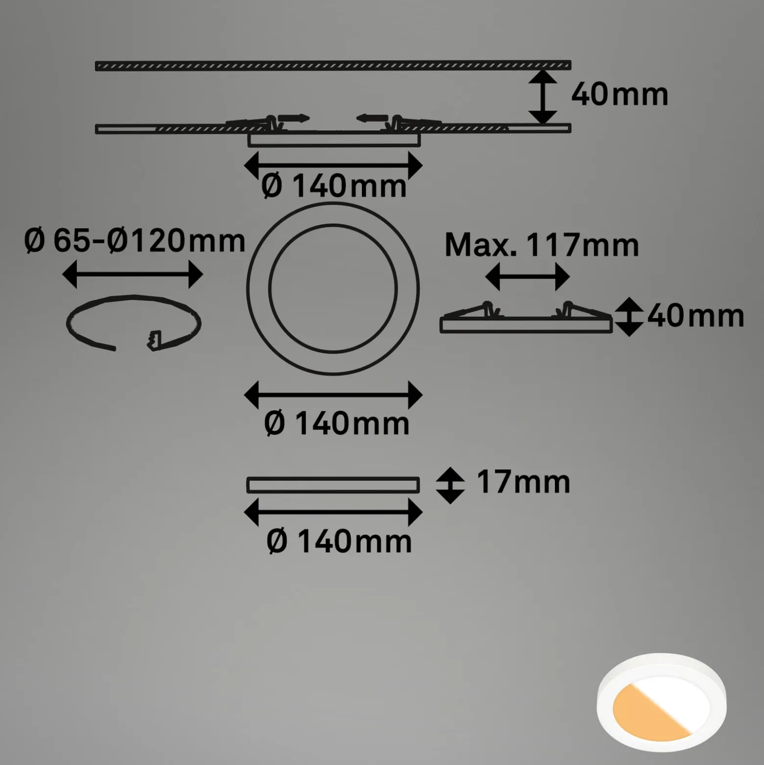 Lámpara LED empotrable 7609 3.000K/4.000K Ø 14 cm