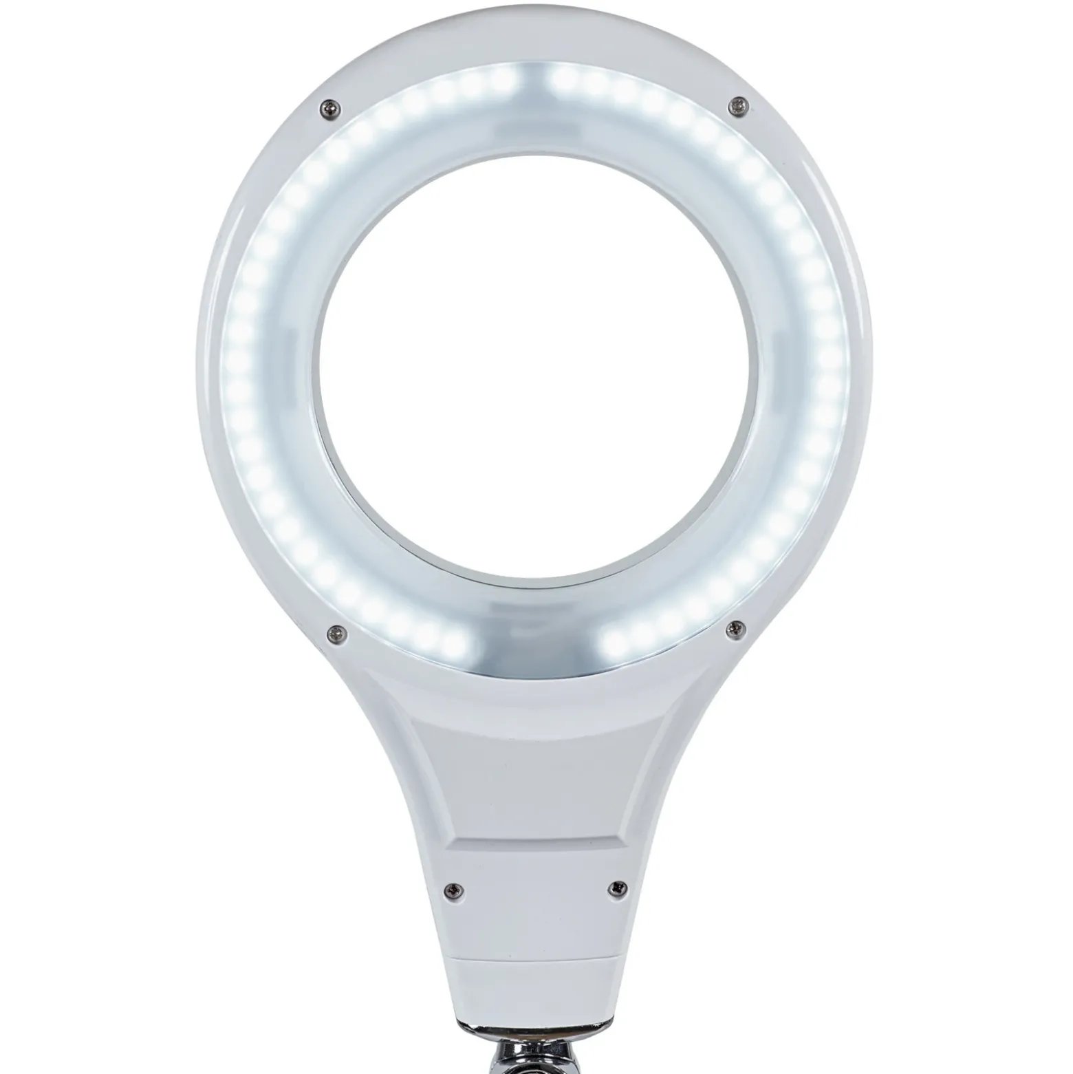 Lámpara LED para puesto de trabajo MAULmakro, blanca, 46 cm, con pie