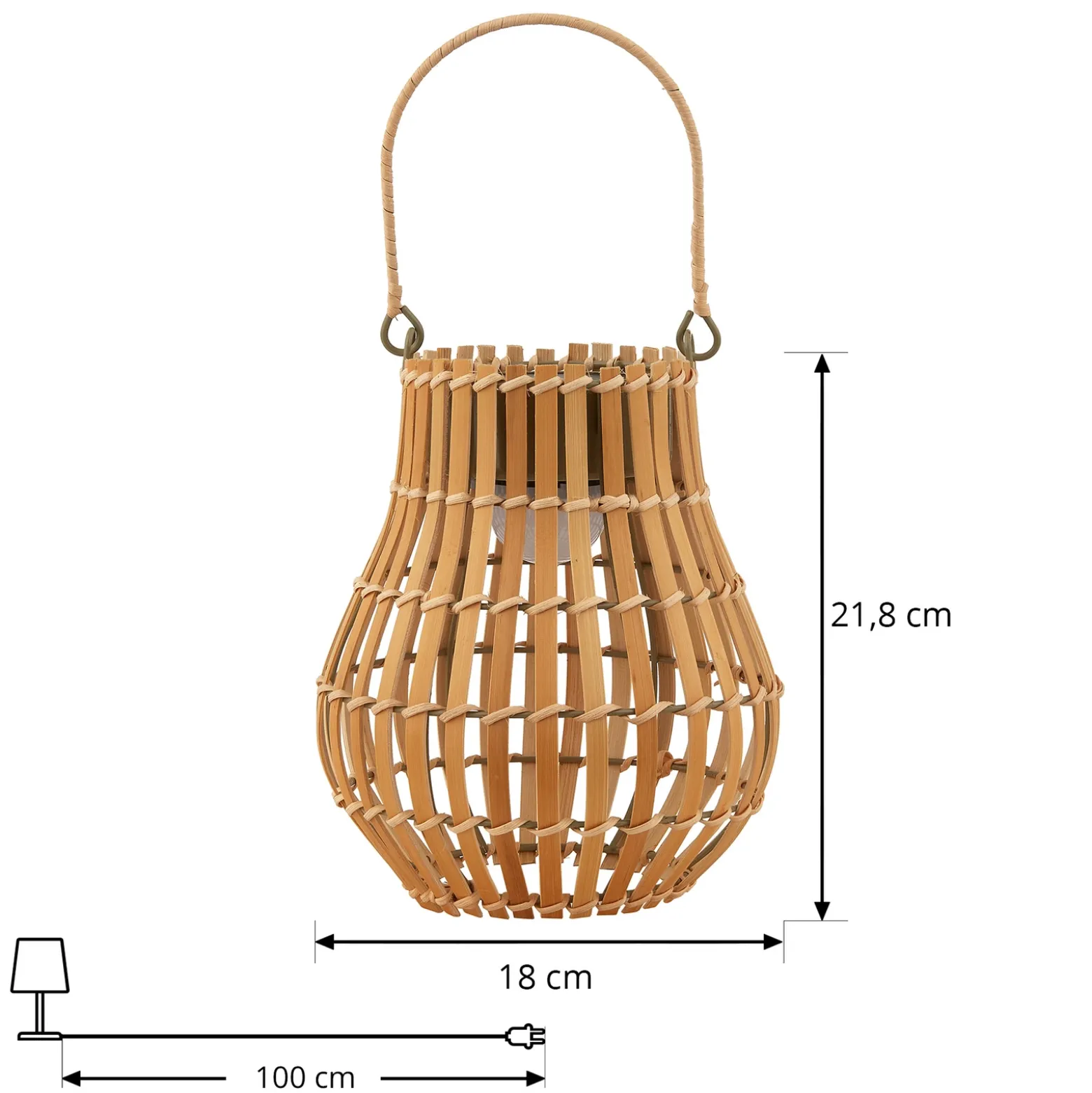 Lámpara LED para terraza Amaria de Lindby, bambú, Ø 18 cm