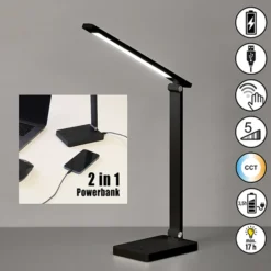 Lámpara LED recargable de sobremesa Ole, negra, con sensor, atenuable, CCT