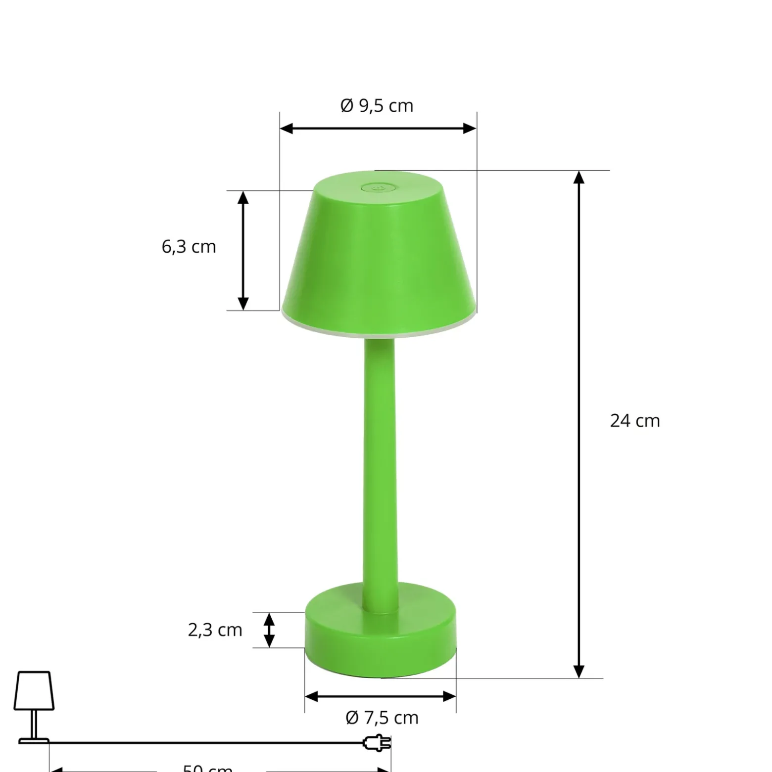 Lámpara LED recargable Lindby Gaja, verde, USB, IP44, RGBW, atenuable