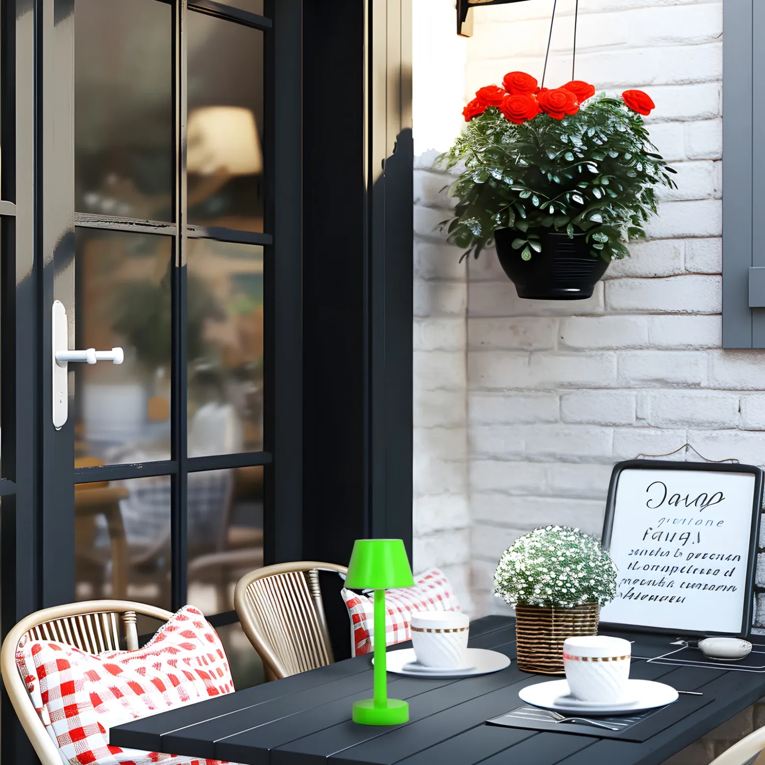 Lámpara LED recargable Lindby Gaja, verde, USB, IP44, RGBW, atenuable