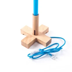 Lámpara LED SELETTI Linea, azul, detalles de madera, universal