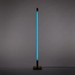 Lámpara LED SELETTI Linea, azul, detalles de madera, universal