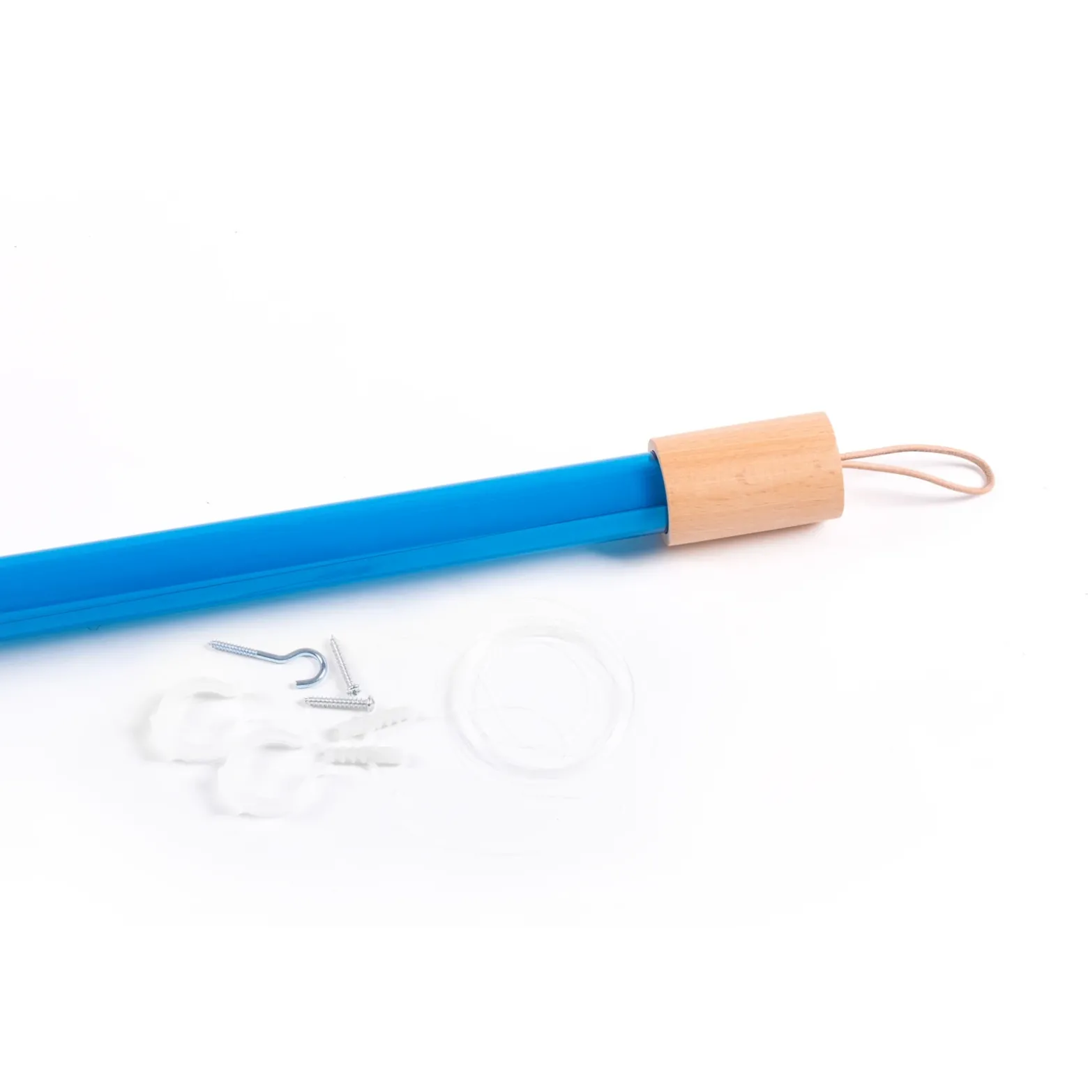 Lámpara LED SELETTI Linea, azul, detalles de madera, universal