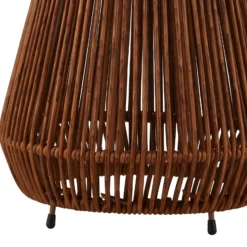 Lámpara LED solar Lindby Amaria, ratán, oscura, Ø 27 cm