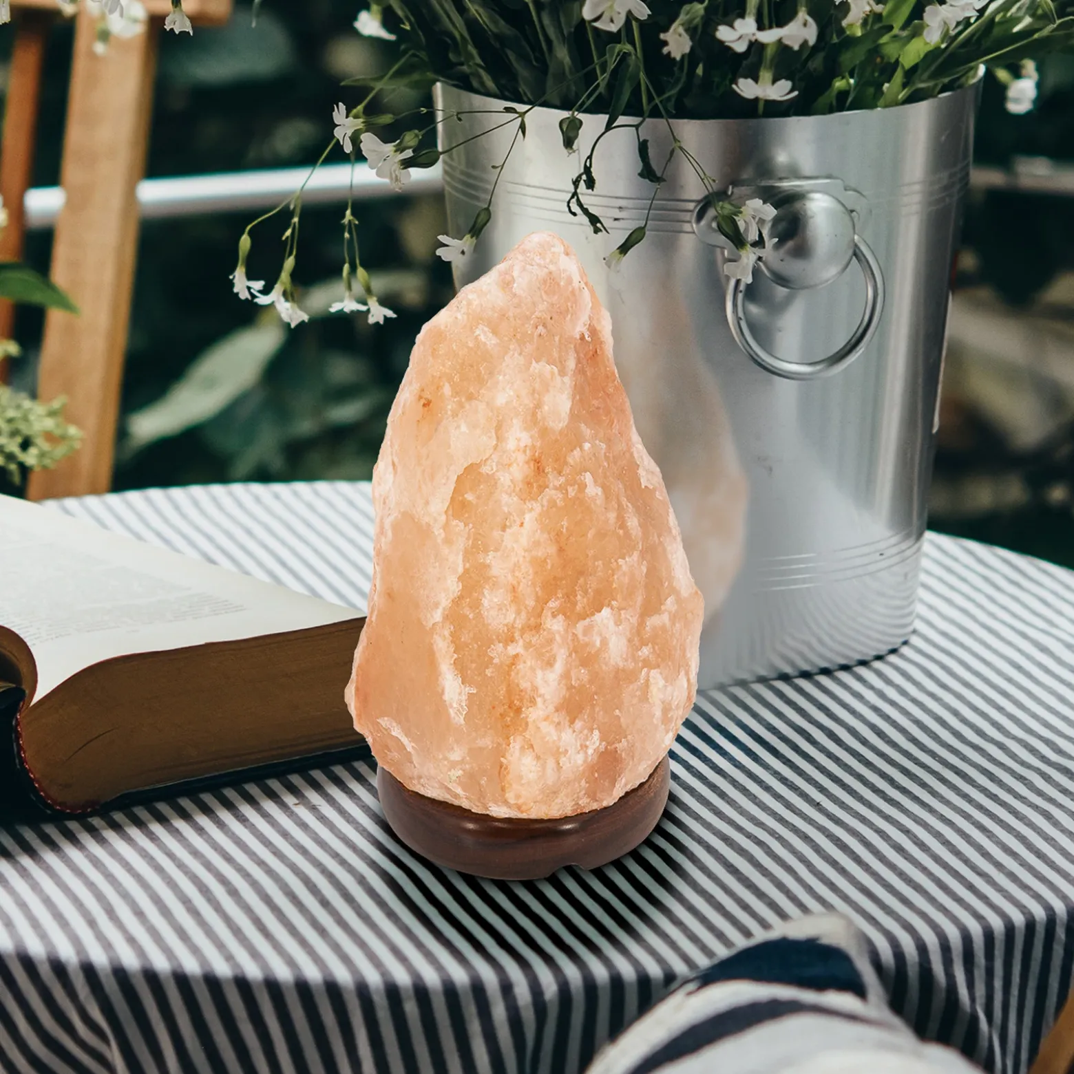 Lámpara mesa de cristal de sal Stone color natural