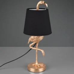 Lámpara mesa Lola con figura flamenco, negro/oro