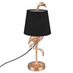 Lámpara mesa Lola con figura flamenco, negro/oro