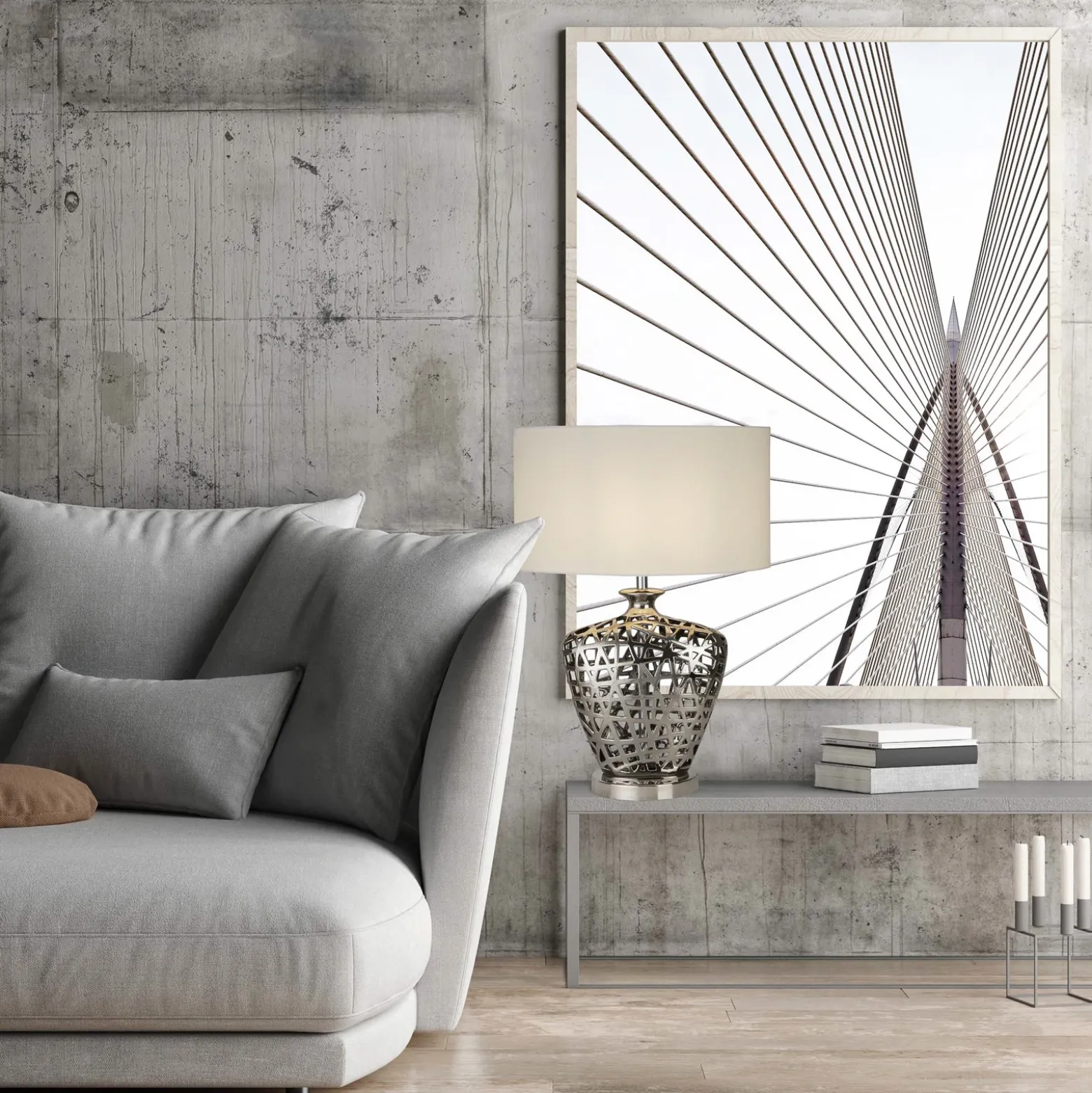 Lámpara mesa Network Large pantalla textil oval