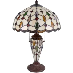 Lámpara mesa 5182 pantalla vidrio colores Tiffany