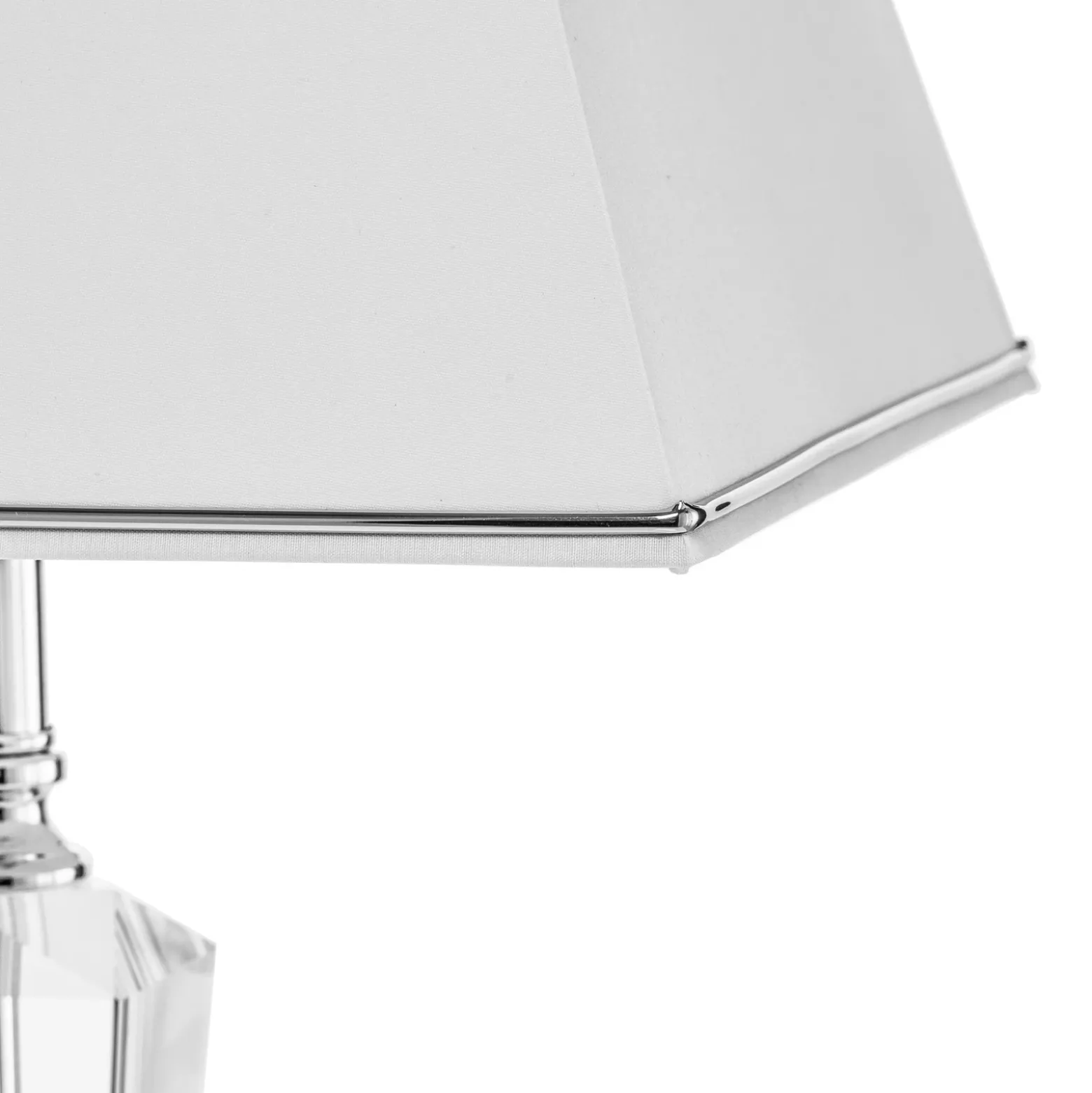 Lámpara mesa Veronique, pie estrecho, blanco/cromo