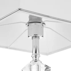 Lámpara mesa Veronique, pie estrecho, blanco/cromo