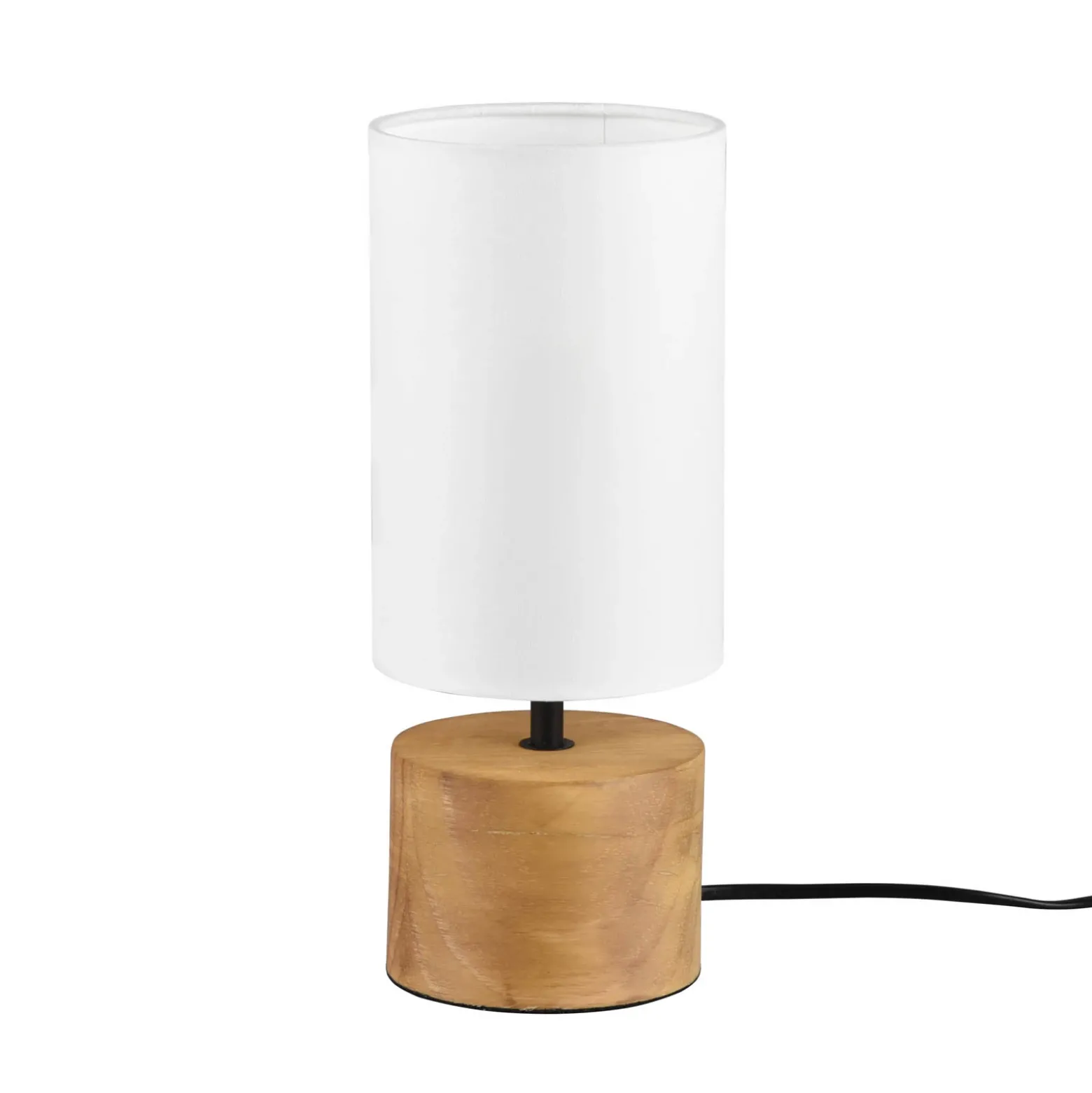 Lámpara mesa Woody madera/tejido, cilindro, blanco