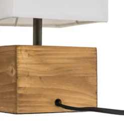 Lámpara mesa Woody, pie de madera, 12 cm x 12 cm