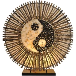 Lámpara mesa Ying Yang Batur redonda 40 cm marrón