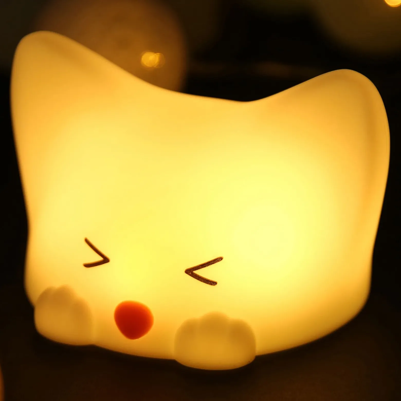 Lámpara nocturna LED Catty Cat, 7 colores + sonido