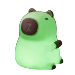 Lámpara nocturna LED recargable «Capibara», blanca/marrón, 11 cm, RGB, táctil