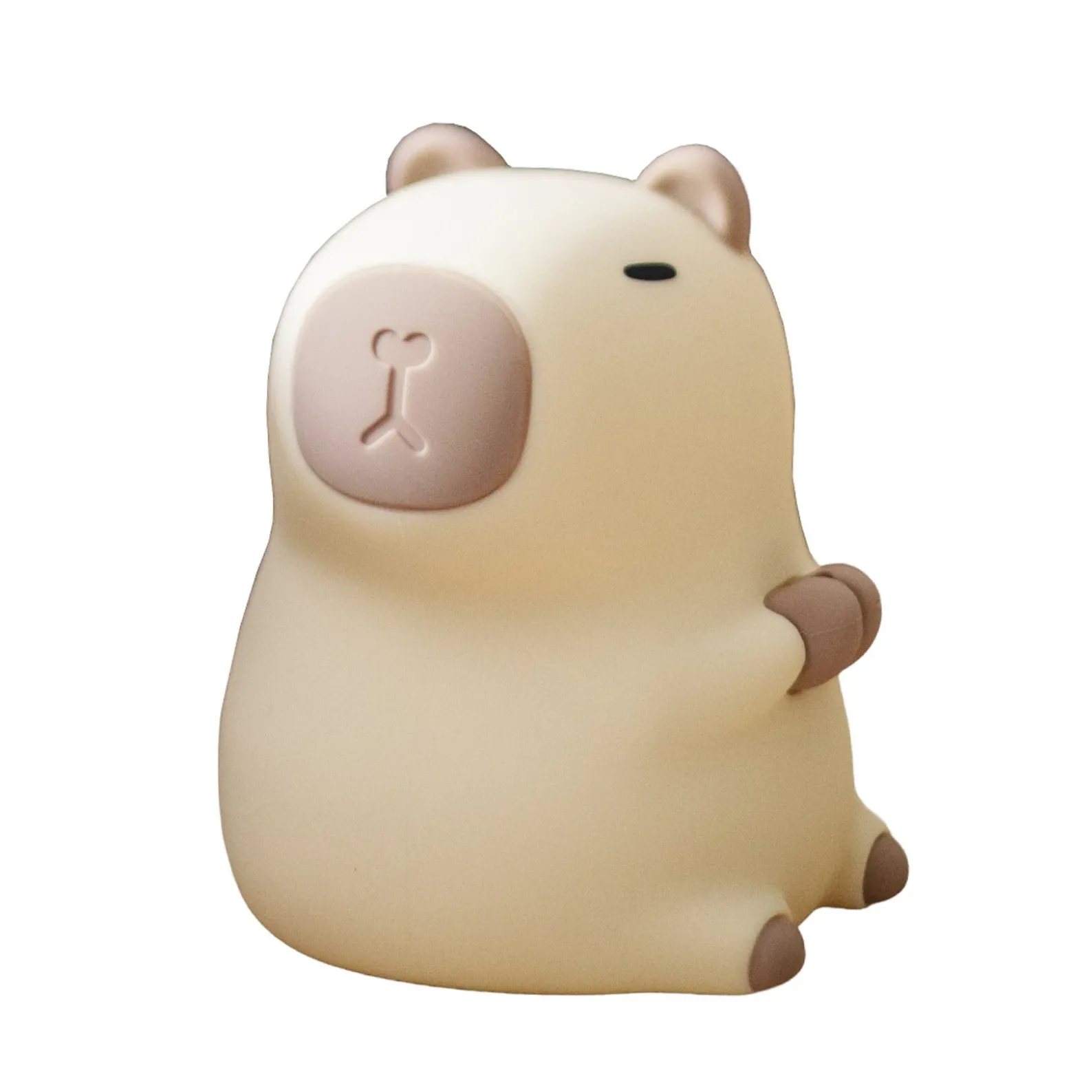 Lámpara nocturna LED recargable «Capibara», blanca/marrón, 11 cm, RGB, táctil