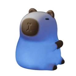 Lámpara nocturna LED recargable «Capibara», blanca/marrón, 11 cm, RGB, táctil