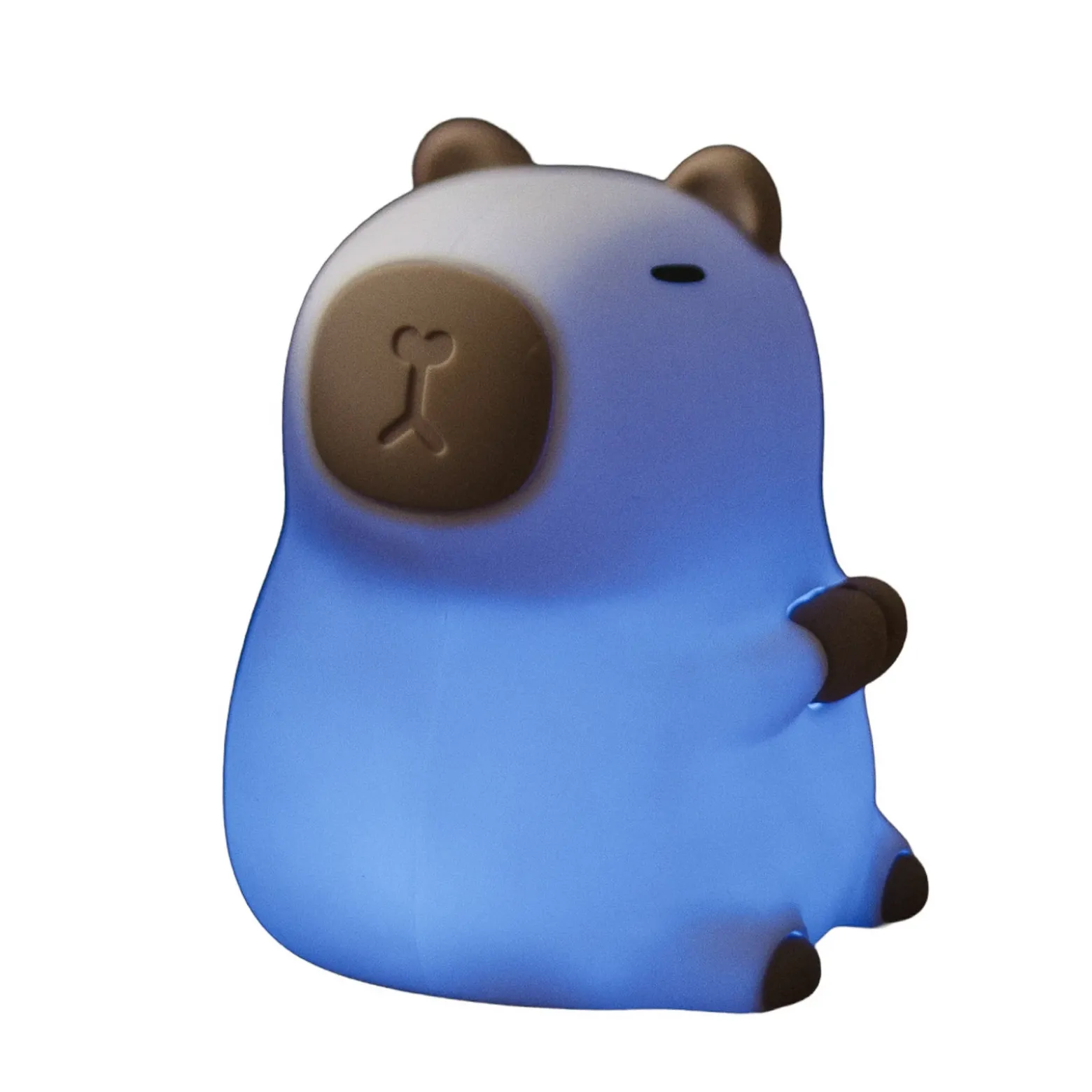 Lámpara nocturna LED recargable «Capibara», blanca/marrón, 11 cm, RGB, táctil