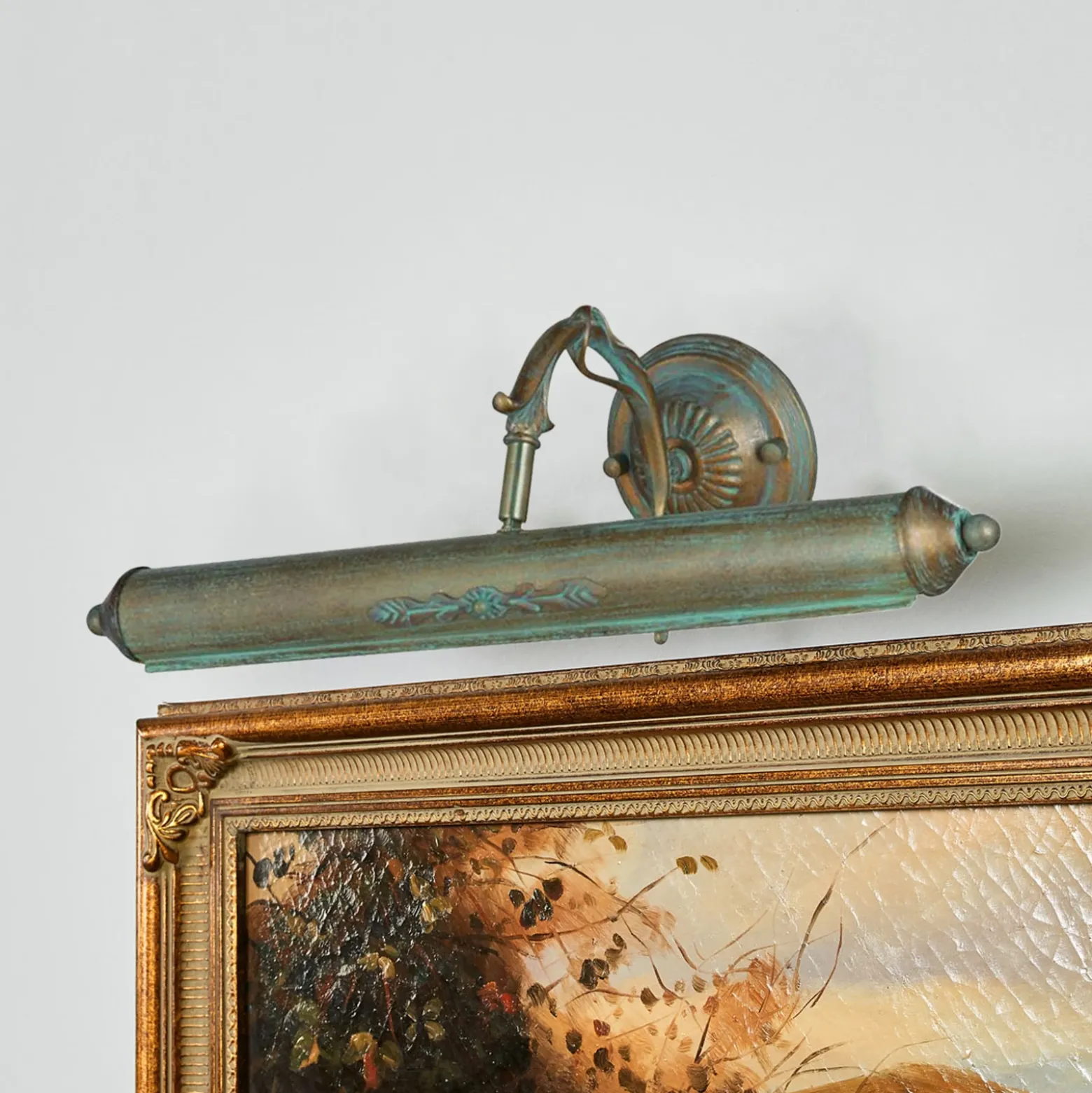 Lámpara para cuadros Lindby Kalea, 46 cm, 2 luces, verdigris, E14