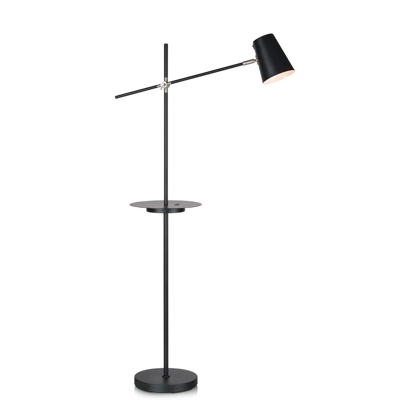 Lámpara pie Linear, estación de carga USB, negro