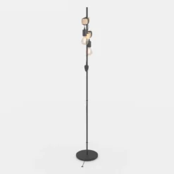 Lámpara pie Townshend 2 luces negro/madera clara