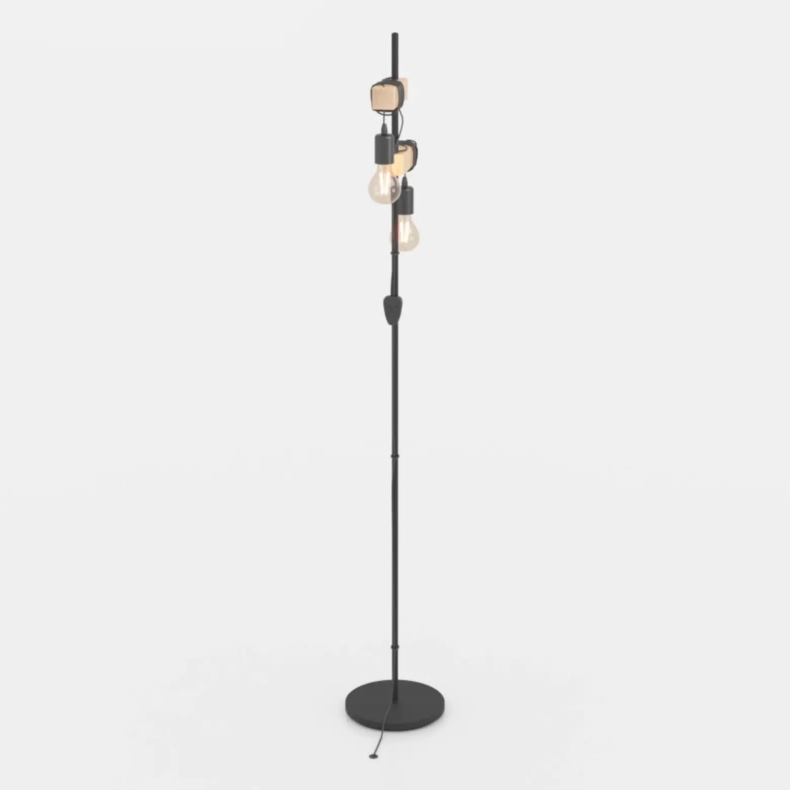 Lámpara pie Townshend 2 luces negro/madera clara