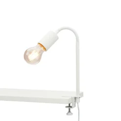Lámpara pinza Krampo Retro, brazo flexible, blanco