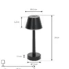 Lámpara recargable Lindby LED Gaja, negra, USB, IP44, RGBW, atenuable.