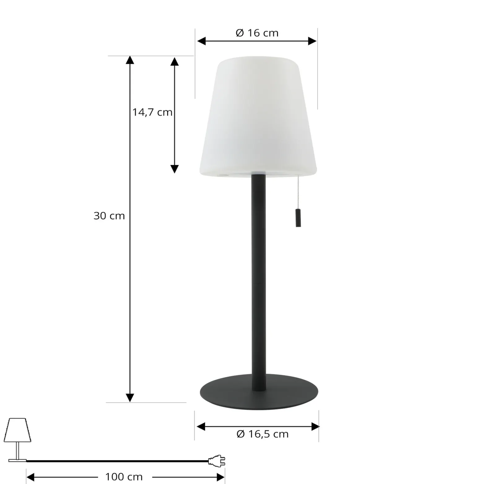 Lámpara recargable Lindby LED Azalea negro aluminio CCT regulable en altura