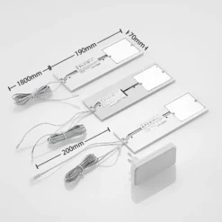 lámparas LED bajo mueble Arcchio Nortra, juego de 3, gris, color aluminio