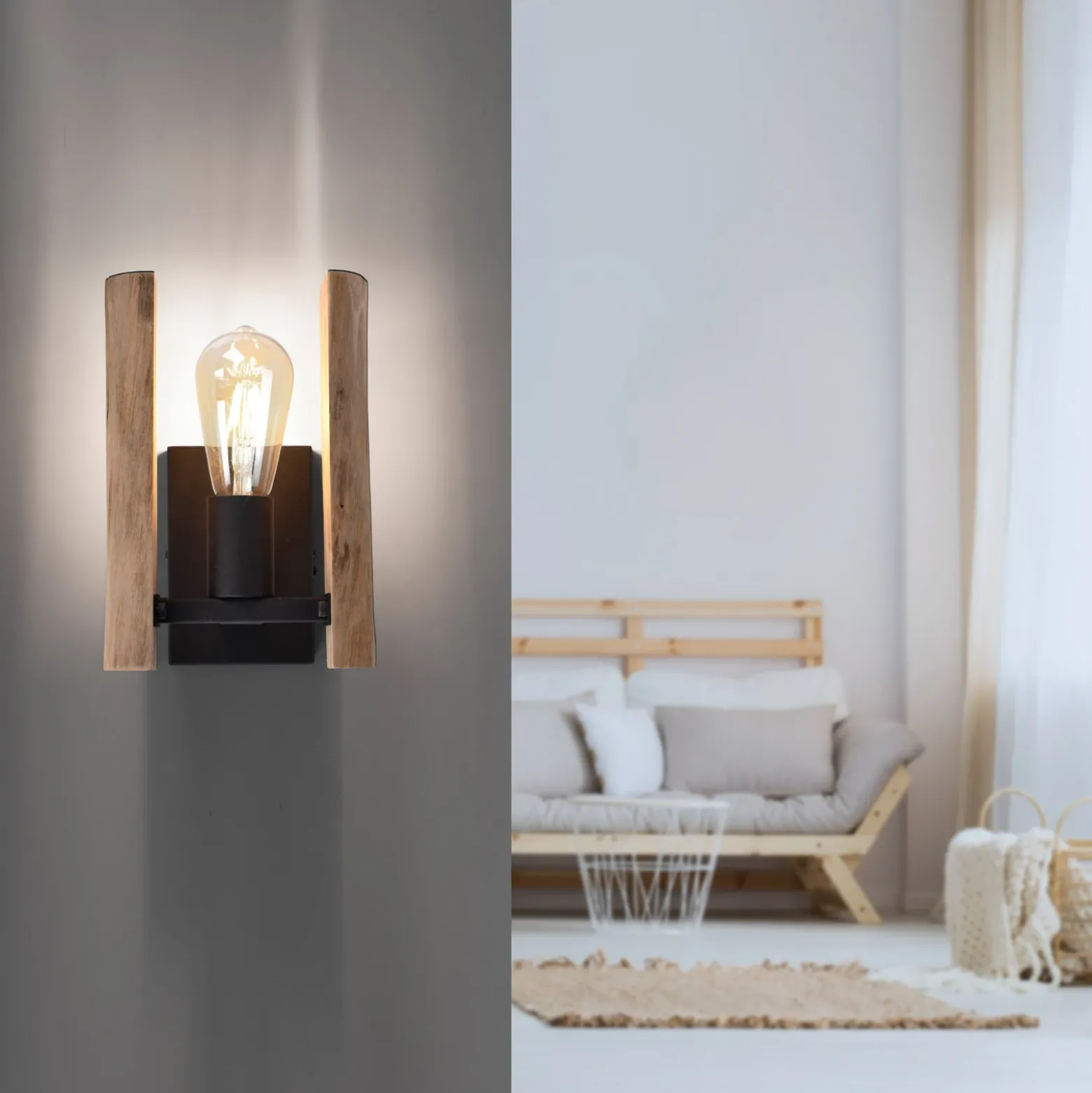 Log aplique de pared de madera