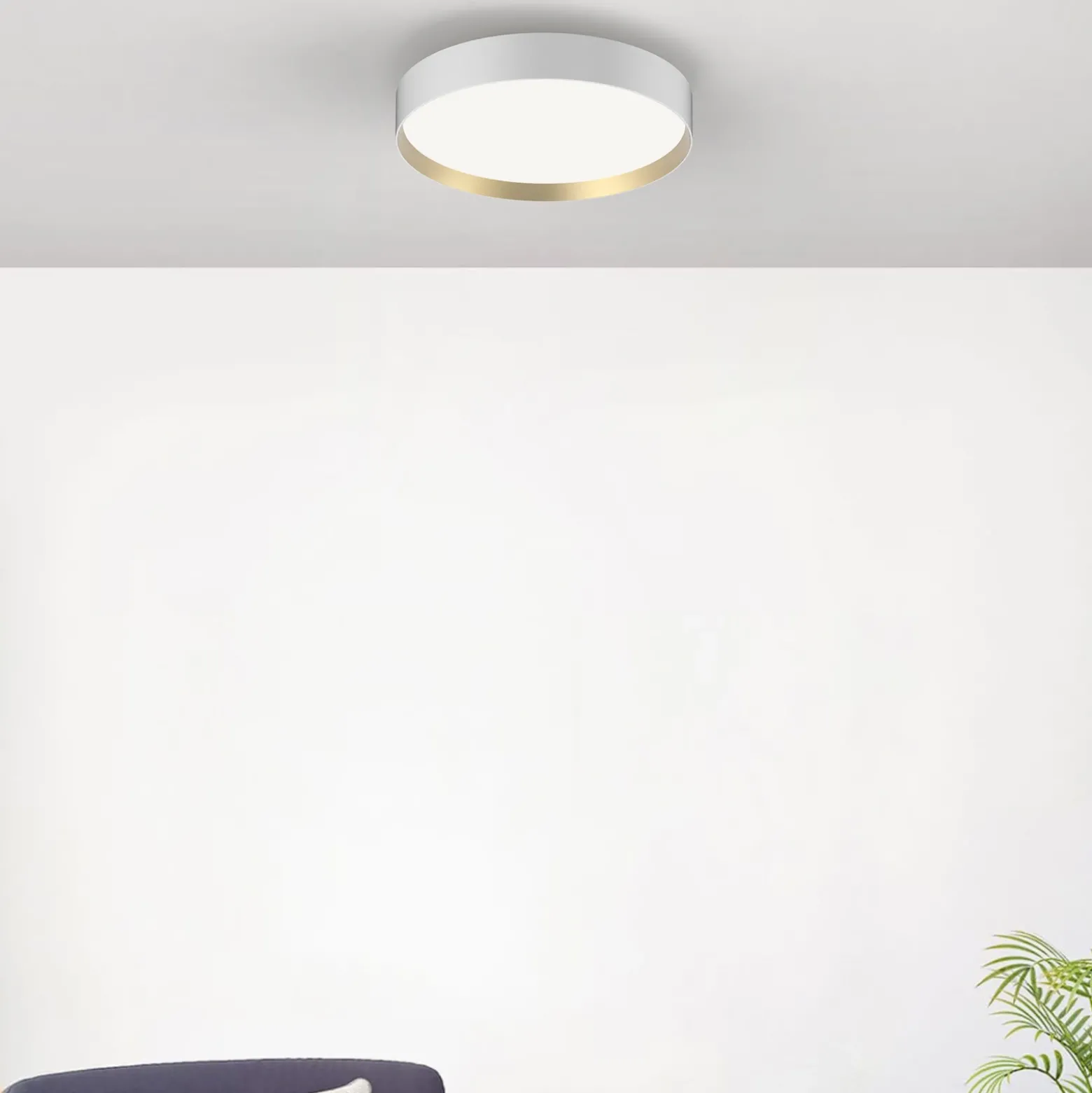 LOOM DESIGN Plafón LED Lucia, blanco/oro Ø 45 cm
